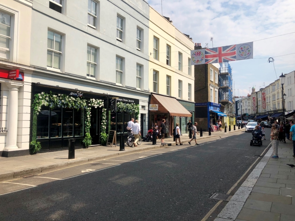 Location d'une boutique à Londres : vue extérieur de la devanture depuis la rue